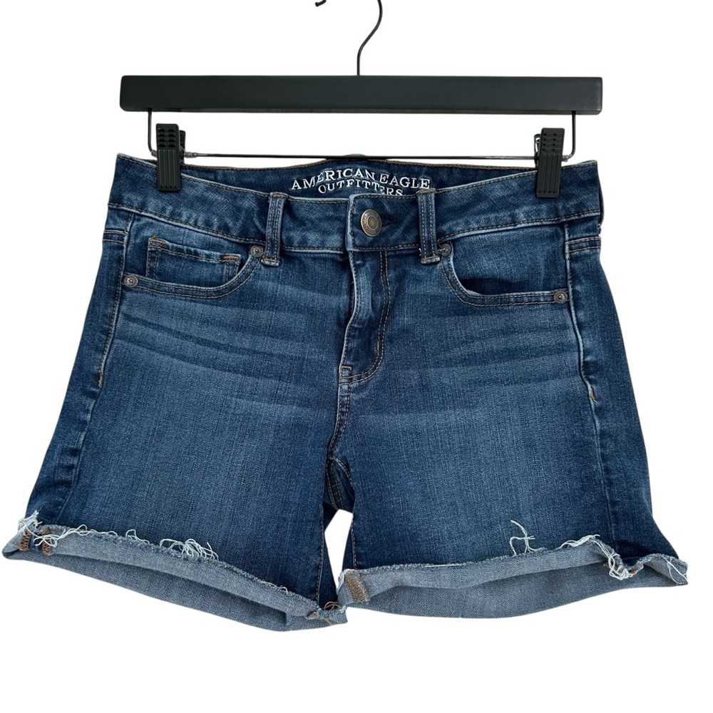 AMERICAN EAGLE Outfitters 360 Super Stretch MIDI Jean Shorts 4